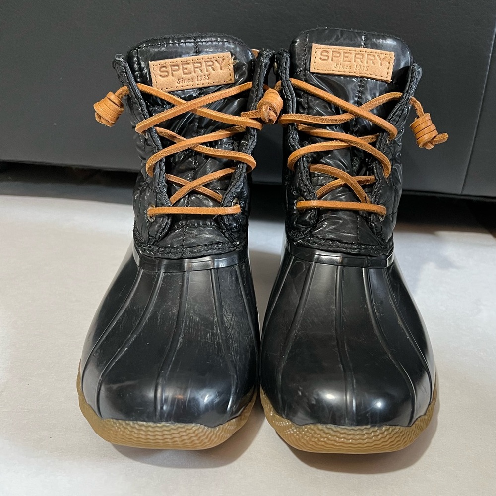 Sperry Skinny Quilt Textile/Eva Limitied Edition Boot Ladies Size 7 Side Zip EUC